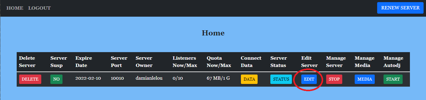 AutoDJ edit playlist button to access advanced configuration settings and crossfade options