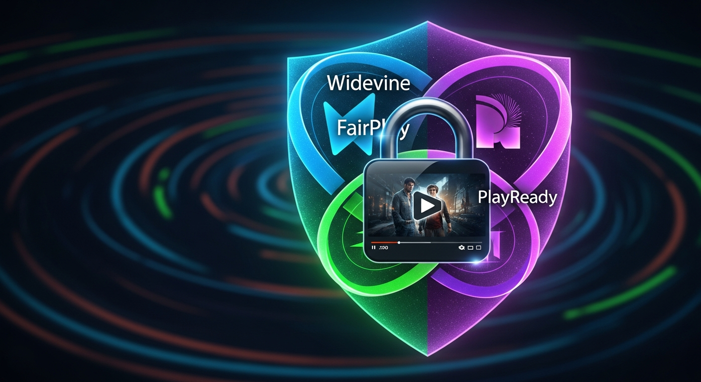 Hero image showing DRM video streaming protection for a live church broadcast